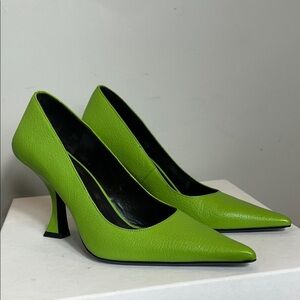 BY FAR Lime Green Pointed Heels